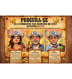 Caricatura Cartaz “Procura-se” Velho Oeste | Casal Cowboy Personalizado