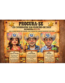 Caricatura Cartaz “Procura-se” Velho Oeste | Casal Cowboy Personalizado