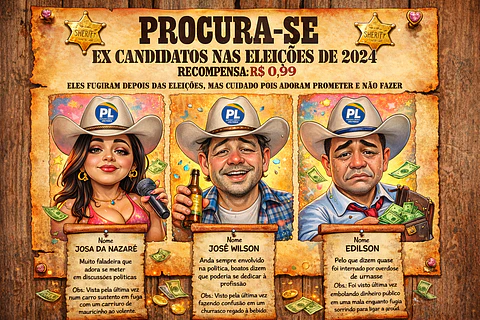 Caricatura Cartaz “Procura-se” Velho Oeste | Casal Cowboy Personalizado