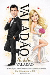 Caricatura Casamento Elegante | Noivo e Noiva Personalizados