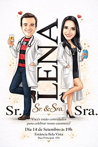 Caricatura Casamento Elegante | Noivo e Noiva Personalizados