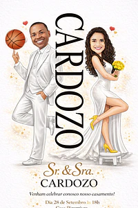 Caricatura Casamento Elegante | Noivo e Noiva Personalizados
