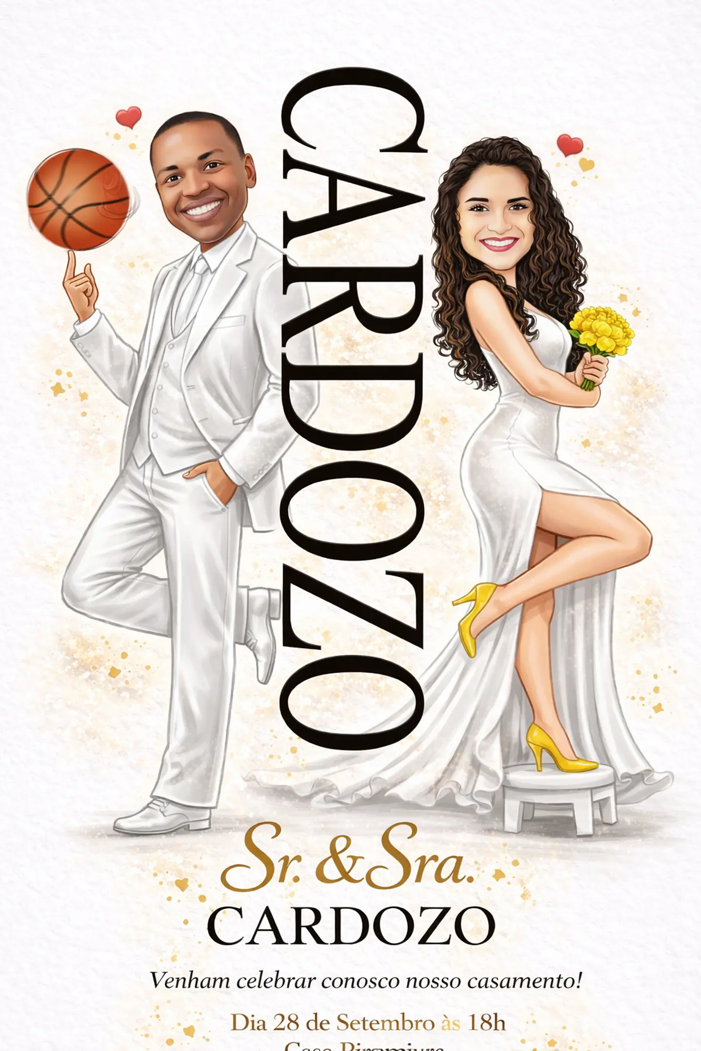 Caricatura Casamento Elegante | Noivo e Noiva Personalizados 6