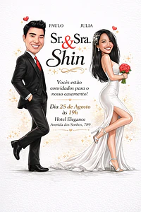Caricatura Casamento Elegante | Noivo e Noiva Personalizados