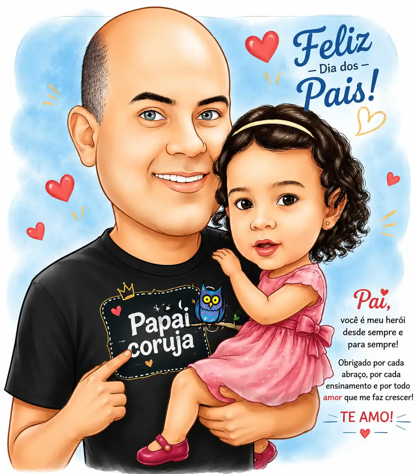 Caricatura Digital Pai e Filha Super-Heróis | Presente Personalizado para Família 2