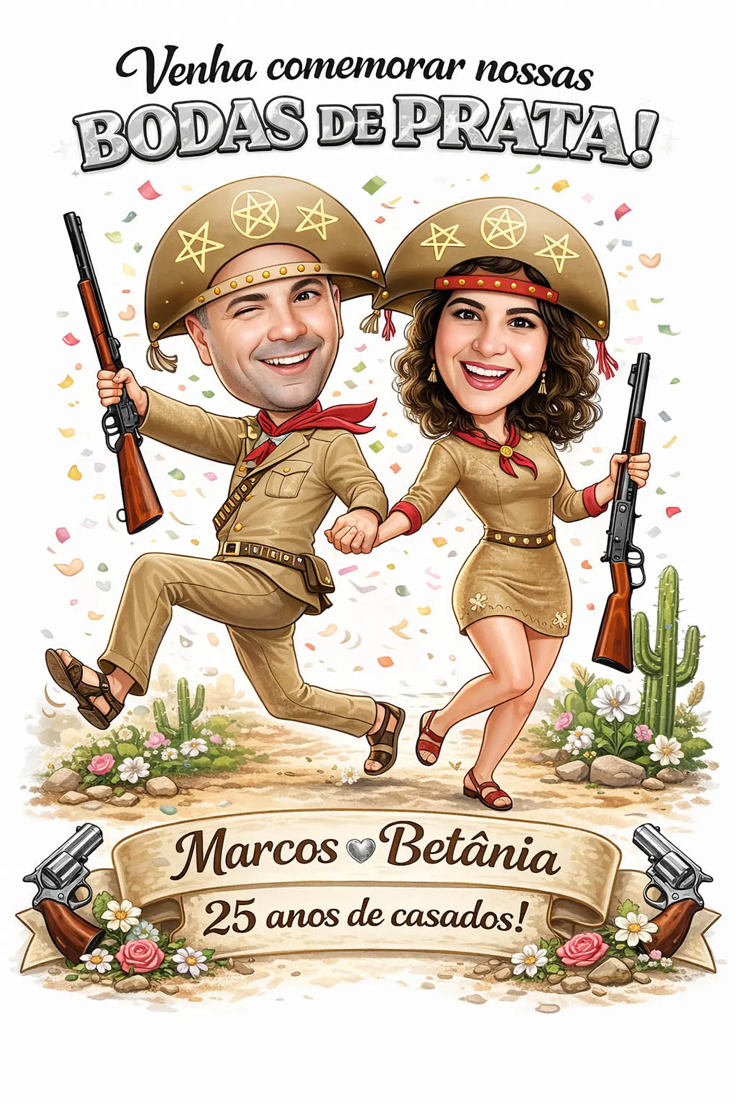 Caricatura Casal Nordestino Maria Bonita e Lampião | Bodas, Casamento e Aniversário 1