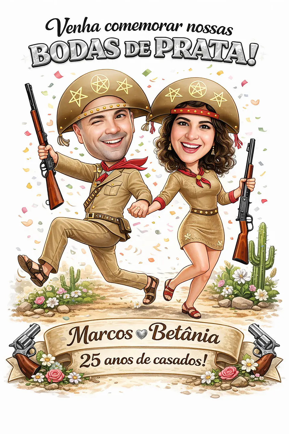 Caricatura Casal Nordestino Maria Bonita e Lampião | Bodas, Casamento e Aniversário 1