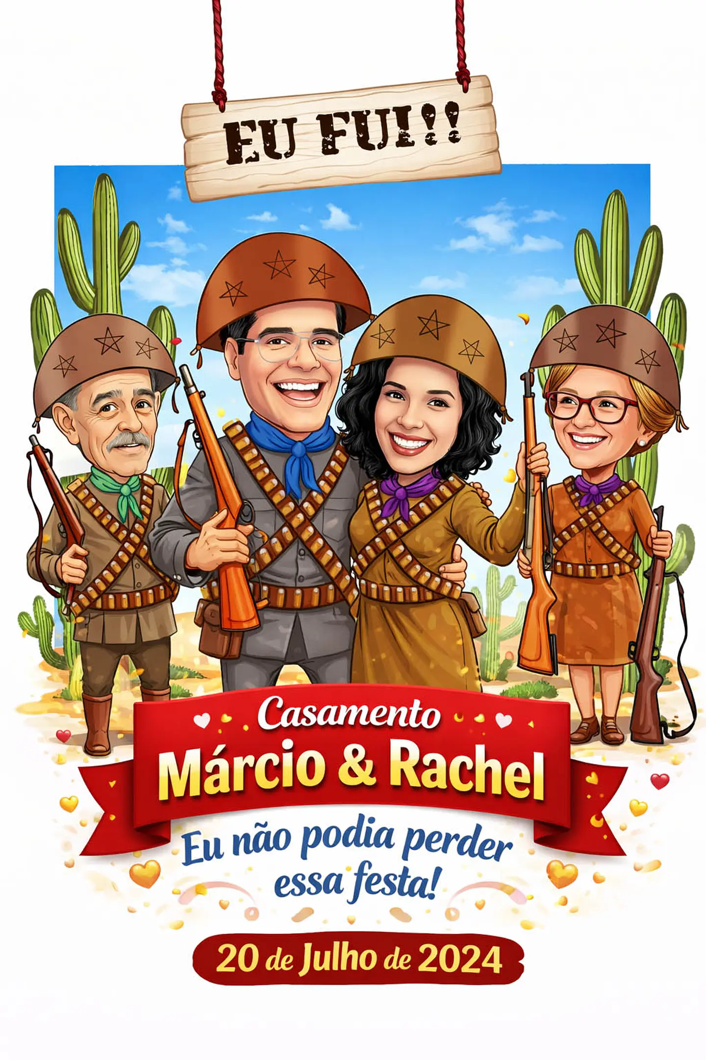 Caricatura Casal Nordestino Maria Bonita e Lampião | Bodas, Casamento e Aniversário 3