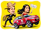 Caricatura de Casal Personalizada com Carro e Tema  pai Cowboy - Thumbnail 2