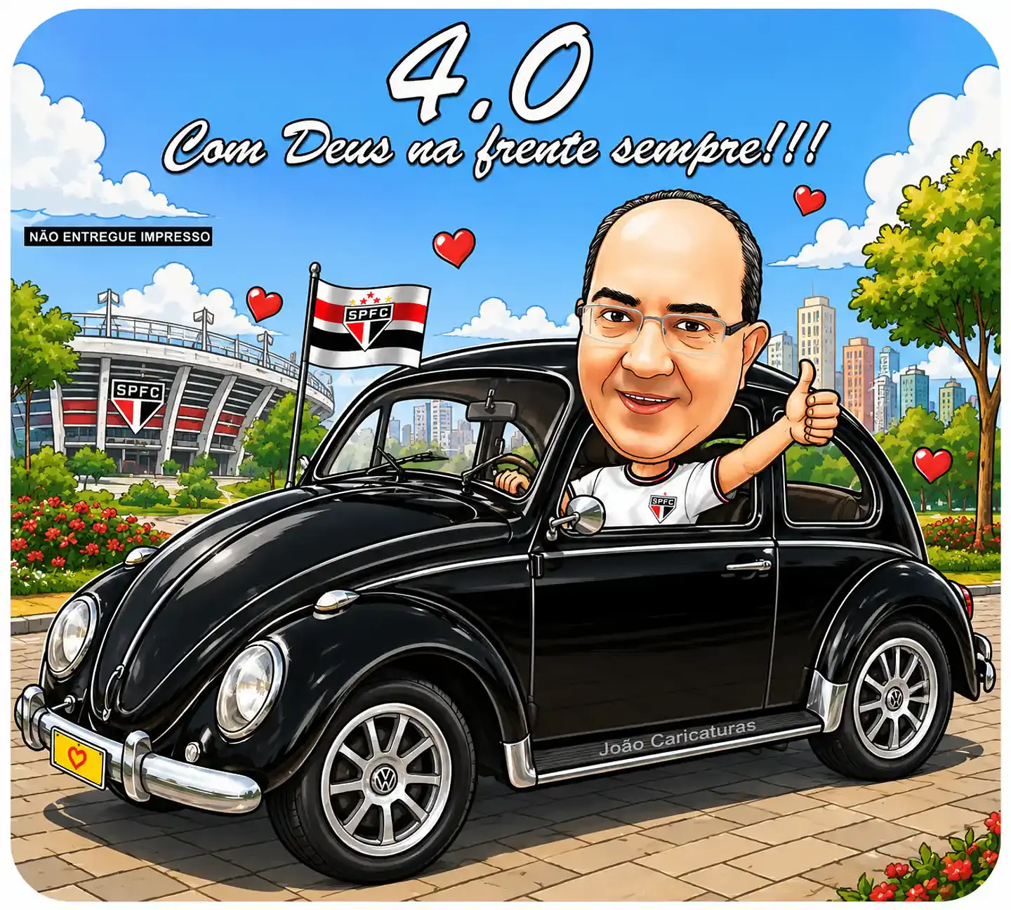 Caricatura Personalizada com Fusca | Aniversário e Presente para pai 1