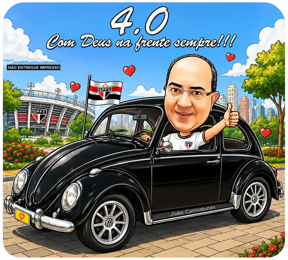 Caricatura Personalizada com Fusca | Aniversário e Presente para pai 1