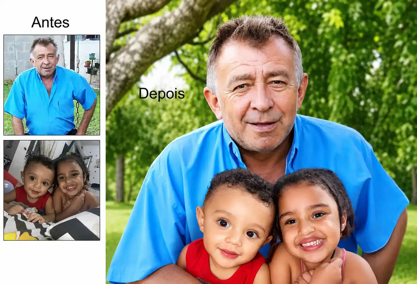 Montagem de Fotos: Filho e Vovó ou Vovô Juntos na Mesma Foto | União de Fotos Antigas e Atuais 3