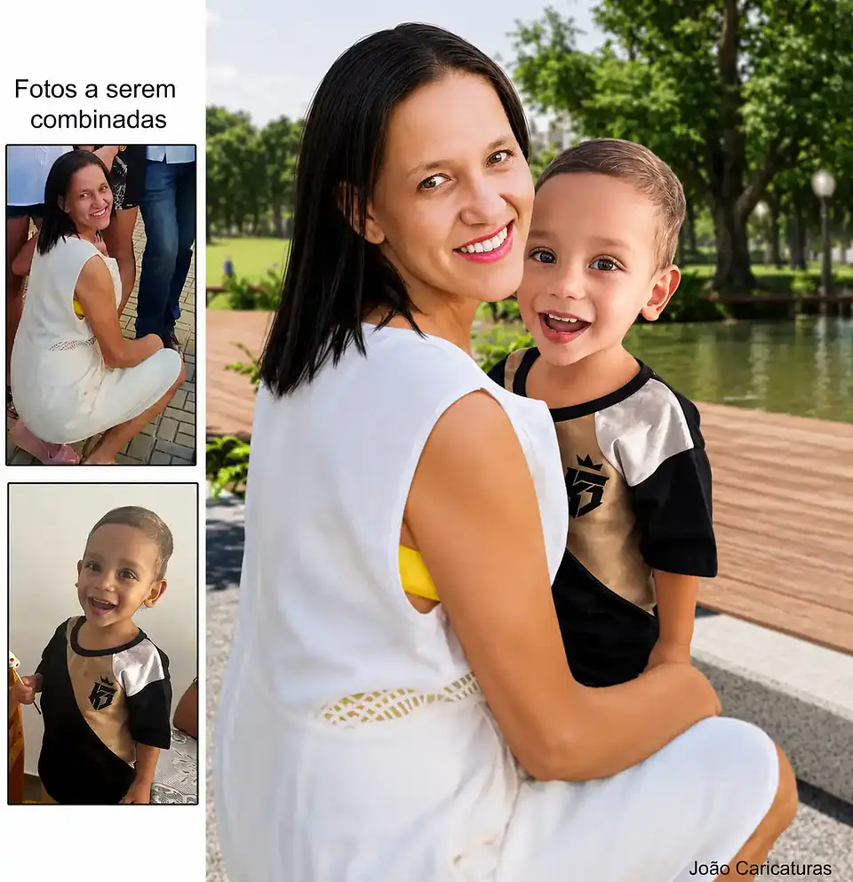 Montagem de Fotos: Filho e Vovó ou Vovô Juntos na Mesma Foto | União de Fotos Antigas e Atuais 4