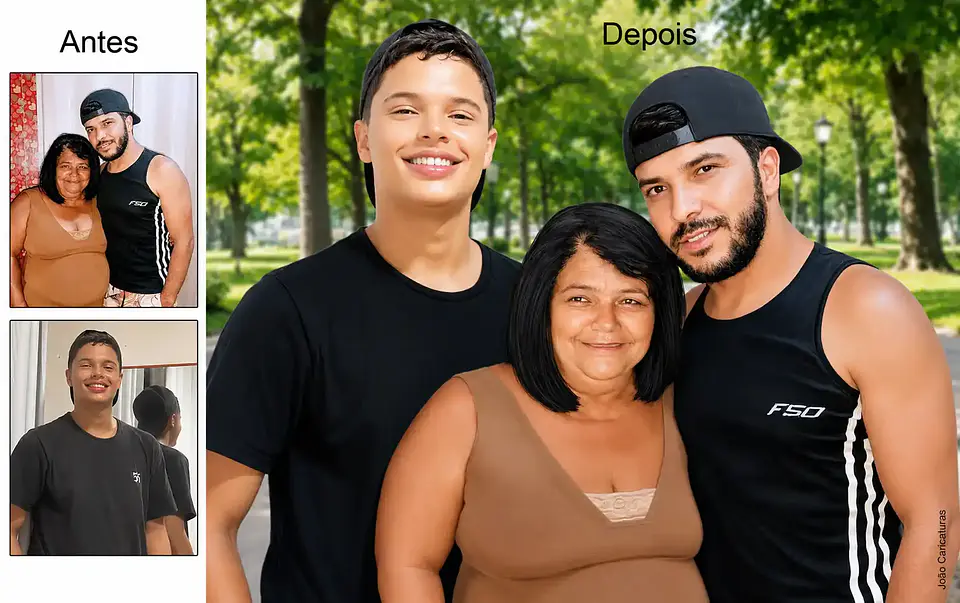 Montagem de Fotos: Filho e Vovó ou Vovô Juntos na Mesma Foto | União de Fotos Antigas e Atuais 8