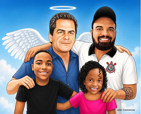 Desenho Realista Personalizado de Família | Unimos Fotos Separadas em uma Única Imagem (Preço por Pessoa)