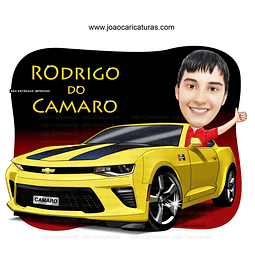 caricatura digital aniversariante dirigindo camaro amarelo carrão luxo aniversário presente qualidade adolescente arte digital enviada email p impressão 