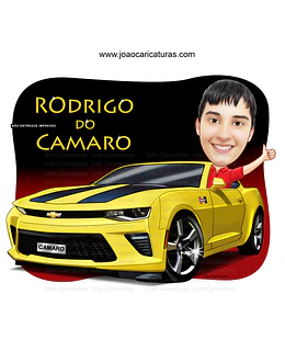 caricatura digital aniversariante dirigindo camaro amarelo carrão luxo aniversário presente qualidade adolescente arte digital enviada email p impressão 
