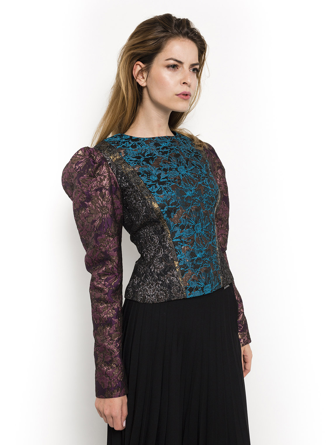 Long-sleeved Brocade Top