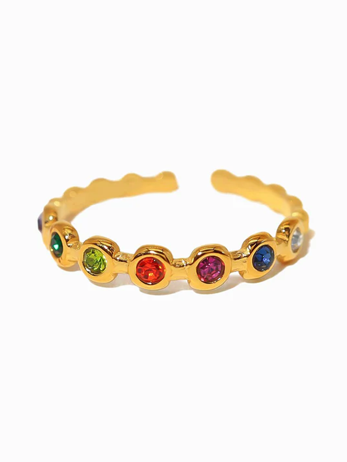 Adjustable Ring with Crystal - Stainless Steel 1