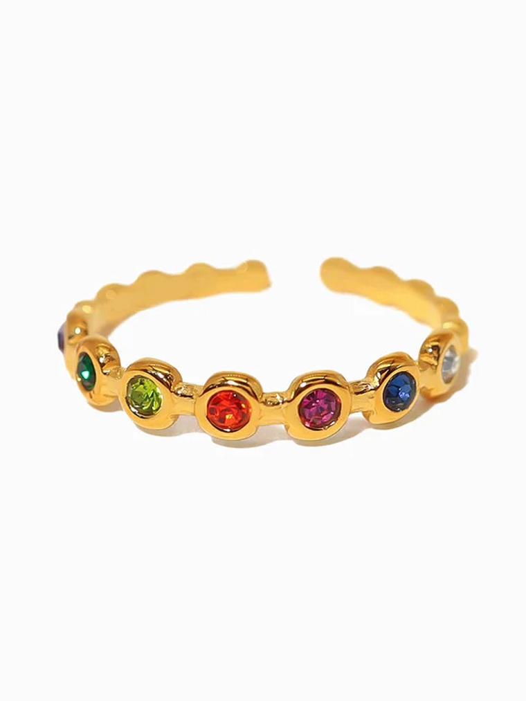 Adjustable Ring with Crystal - Stainless Steel 1