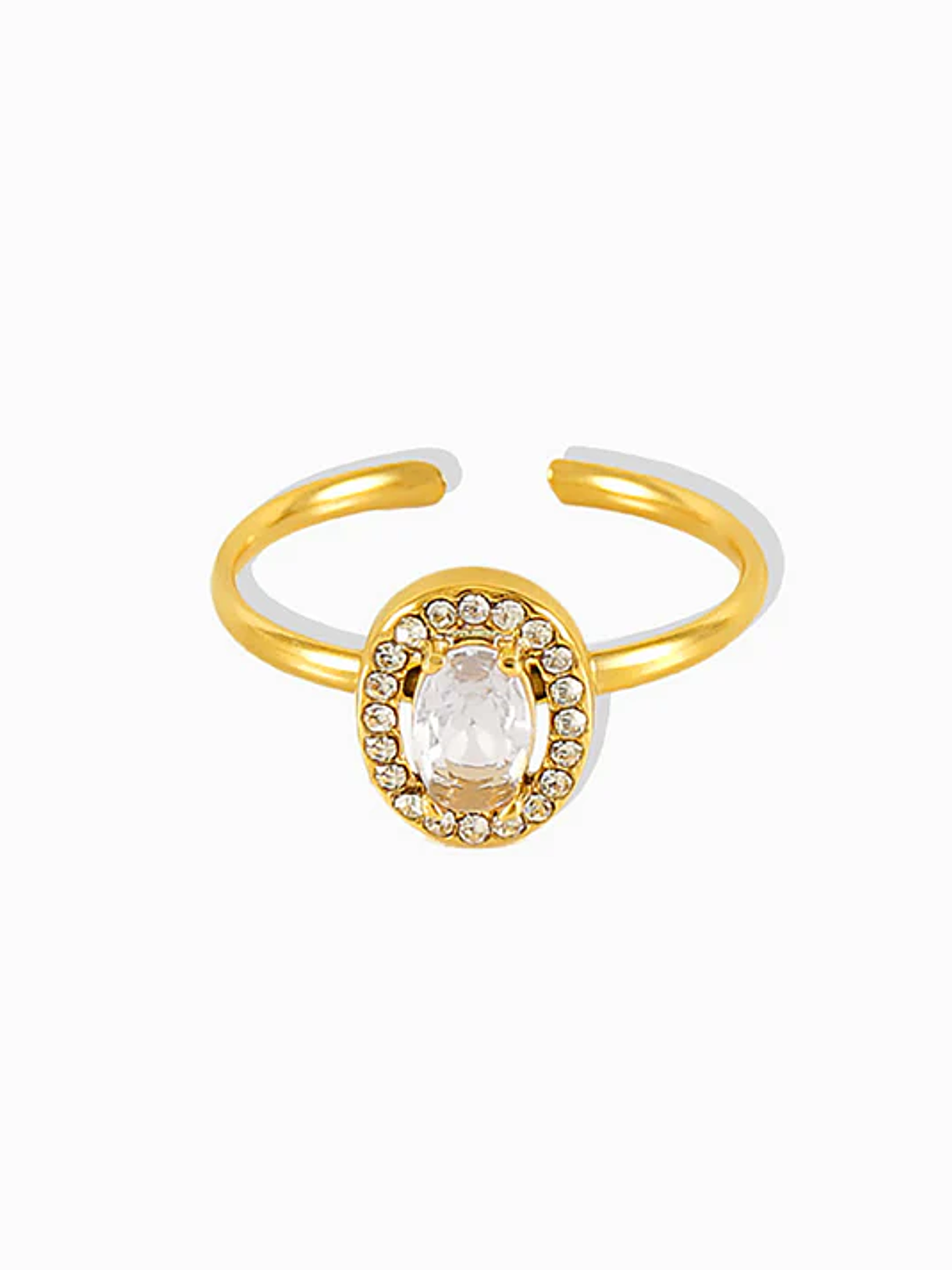 Anel Geométrico Ajustável com Zircónia  - aço inoxidável 1