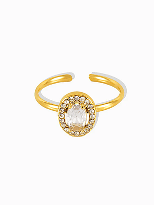 Anel Geométrico Ajustável com Zircónia  - aço inoxidável