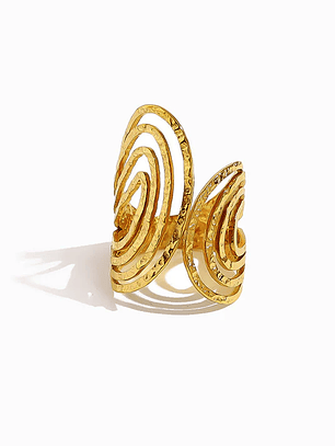 Anel Geométrico Ajustável Dourado - aço inoxidável