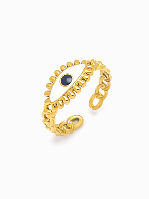 Anel Olho Turco  - aço inoxidável com Esmalte