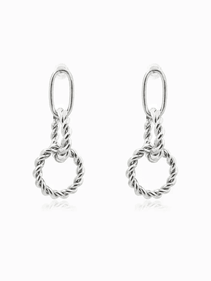 Brincos com Argolas 36x16mm  - aço inoxidável - Prateado