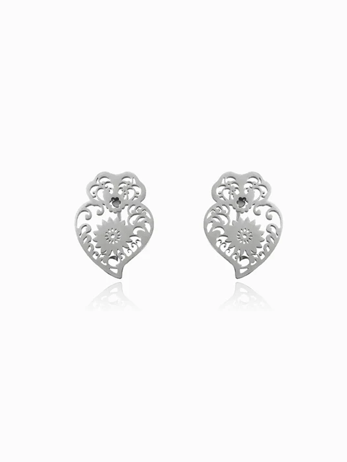Earrings with Viana Heart design, 14x10mm, stainless steel - Silver 1