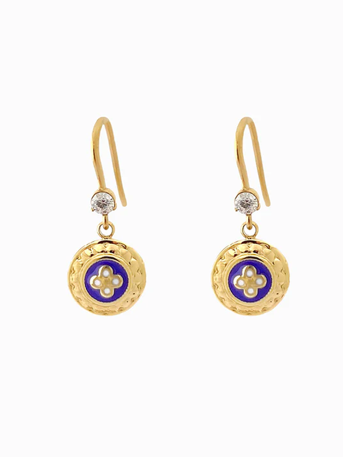 Earrings with Portuguese Roses 28x12mm - stainless steel - Gold 1