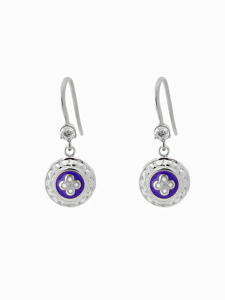 Earrings with Portuguese Roses 28x12mm stainless steel - Silver 1
