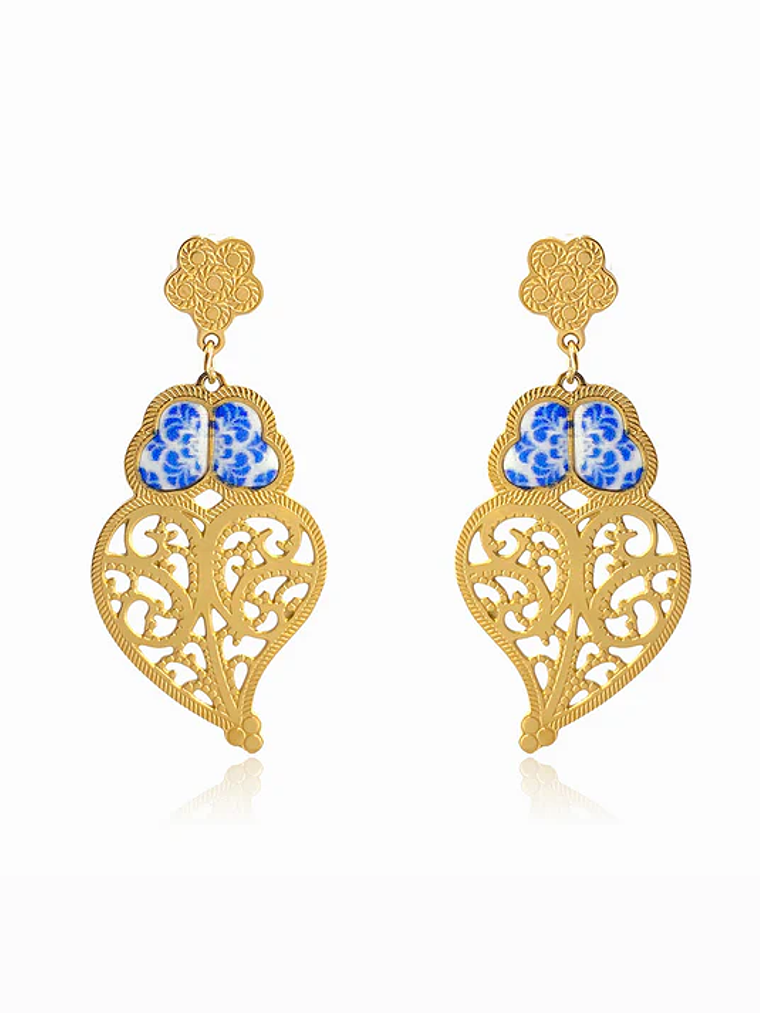 Brincos Coração de Viana 44x20mm - aço inoxidável 1