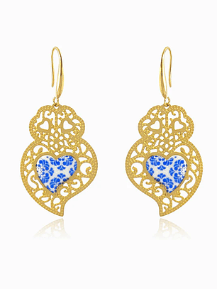 Brincos Coração de Viana 54x25mm  aço inoxidável