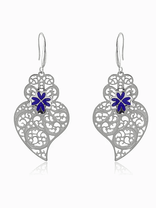 Brincos Coração de Viana 55x23mm - aço inoxidável - Prateado