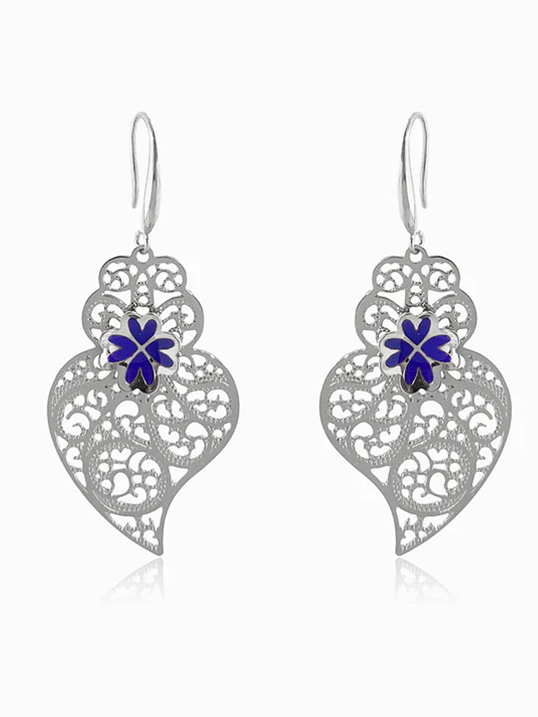 Viana Heart Earrings 55x23mm - stainless steel - Silver 1