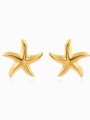 Brincos Estrela do Mar 25x24mm - aço inoxidável - Dourado