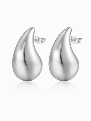 Brincos Gota 32x18mm - aço inoxidável - Prateado