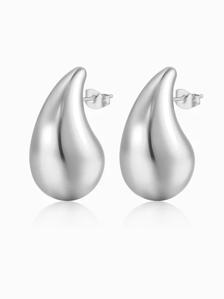Brincos Gota 32x18mm - aço inoxidável - Prateado 1