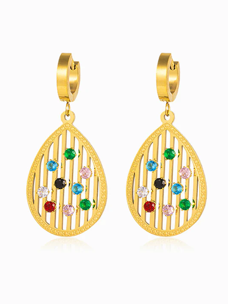 Drop Earrings with Diamonds 33x22mm - Stainless Steel 1