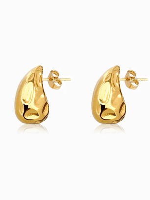 Brincos Gota com Detalhes 18x11mm  (Sólidos) - aço inoxidável - Dourado