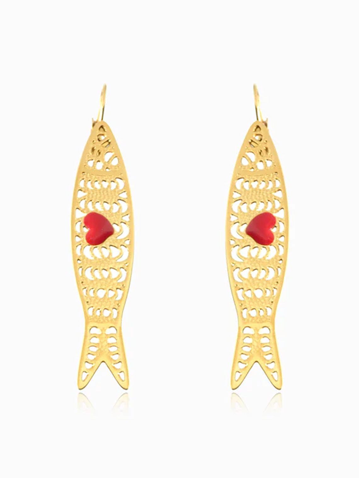 Brincos Sardinha 65x13mm - aço inoxidável - Dourado 1