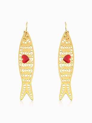 Brincos Sardinha 65x13mm - aço inoxidável - Dourado