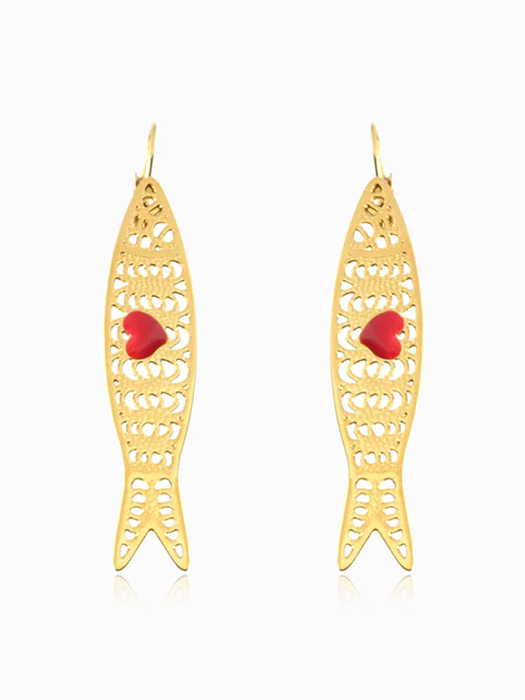 Brincos Sardinha 65x13mm - aço inoxidável - Dourado 1