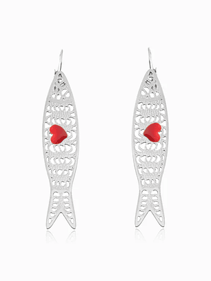 Brincos Sardinha 65x13mm- aço inoxidável - Prateado