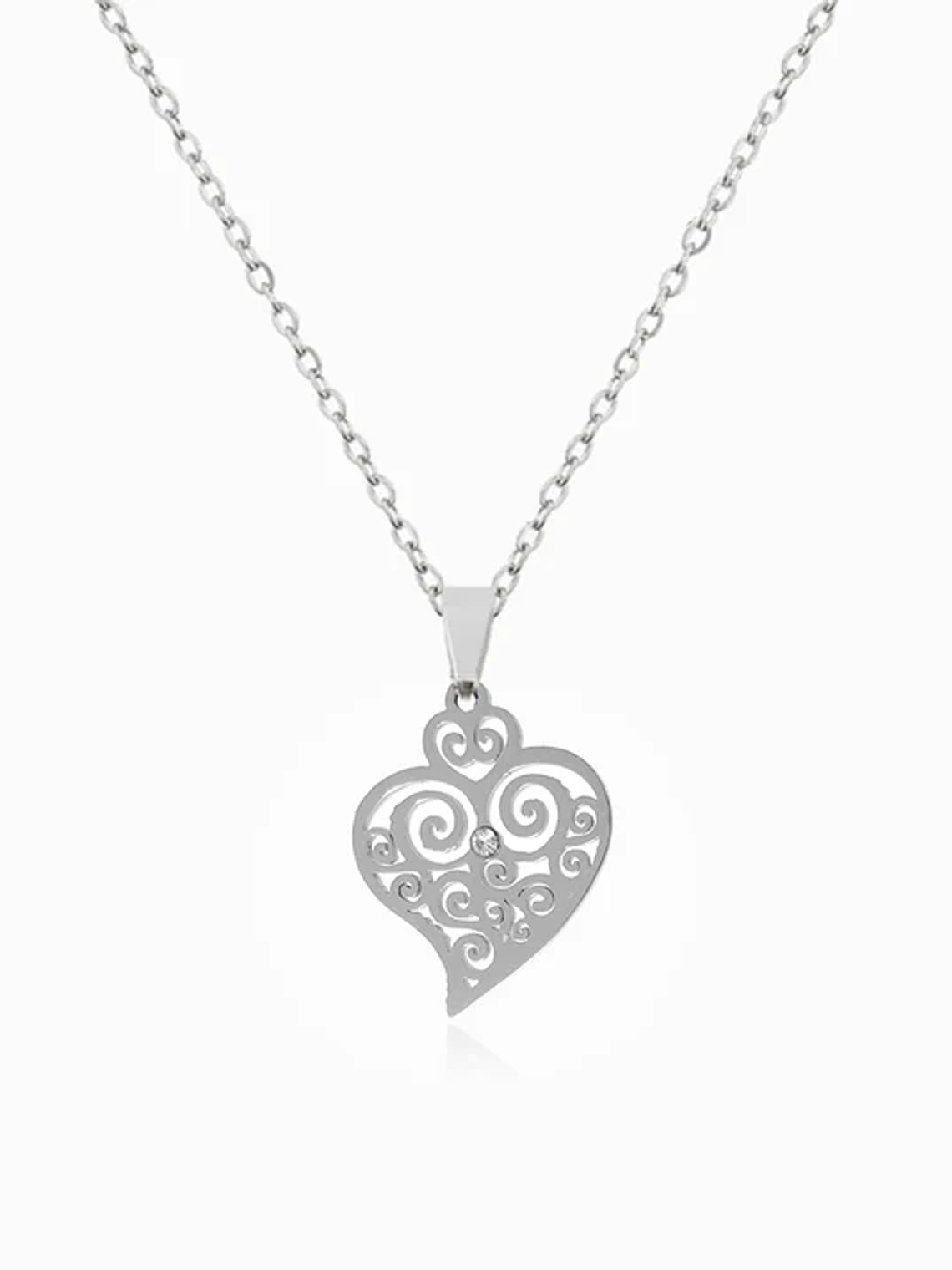 Necklace with Viana Heart in silver - stainless steel 1