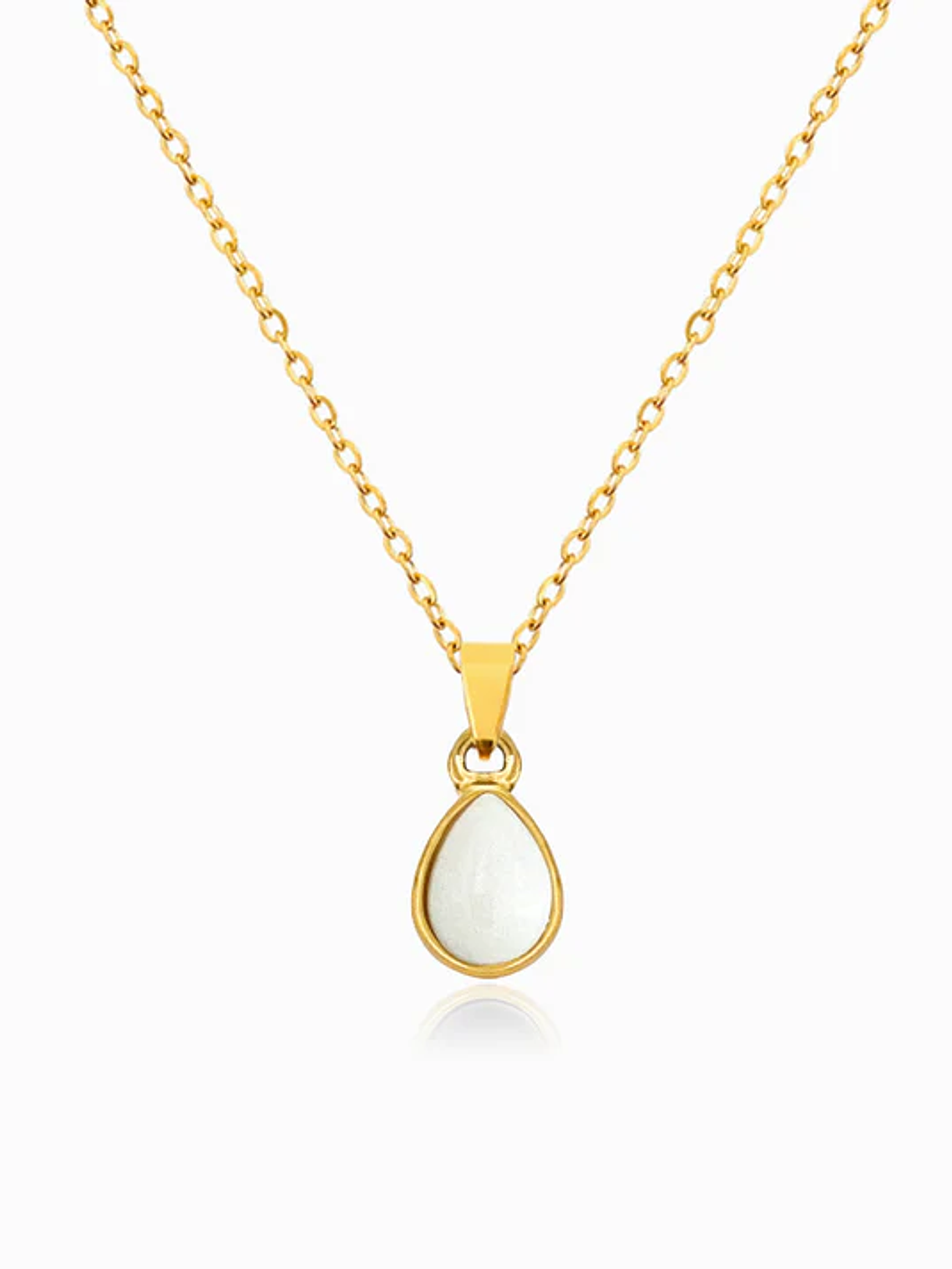 White Agate Drop Necklace - Stainless Steel 1