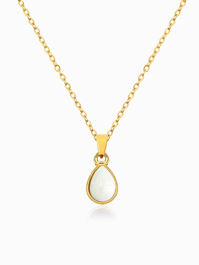 White Agate Drop Necklace - Stainless Steel 1