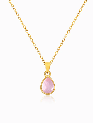 Rose Quartz Drop Necklace, Stainless Steel