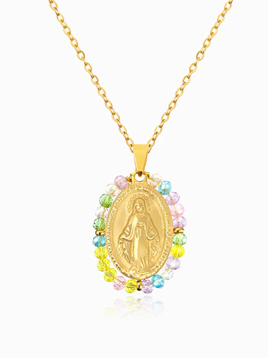 Necklace with Our Lady - stainless steel with crystal. 1